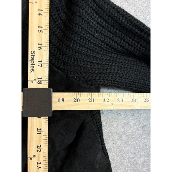 Vintage 90s Chore Jacket Womens XL Black Chunky Knit Sleeve Boho Chic Coat Retro - Picture 3 of 5